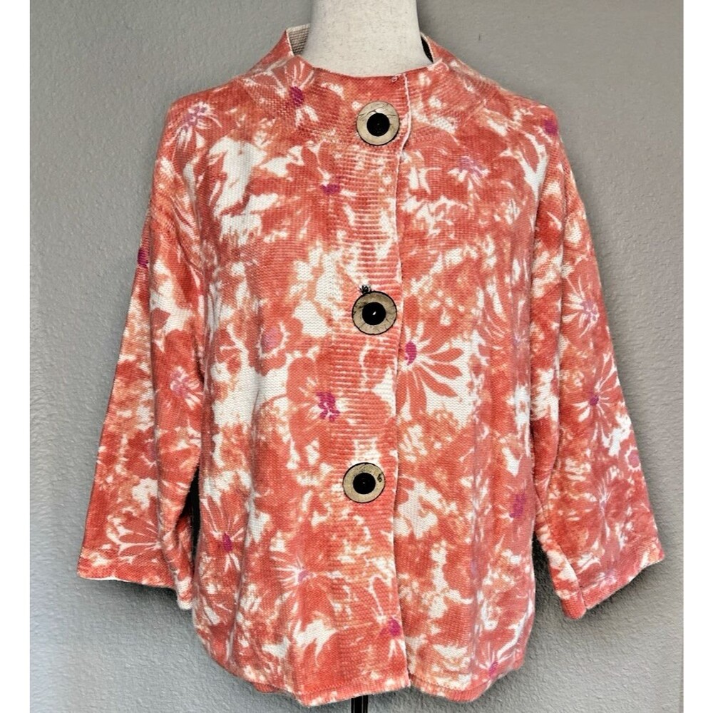 Coldwater Creek NEW womens 3/4 sleeve big knit cardigan sweater sz L cottagecore